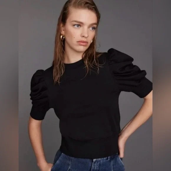 Soldout.nyc Organic Cotton Puff Sleeve Sweatshirt | Black | Womens Medium - Picture 4 of 15